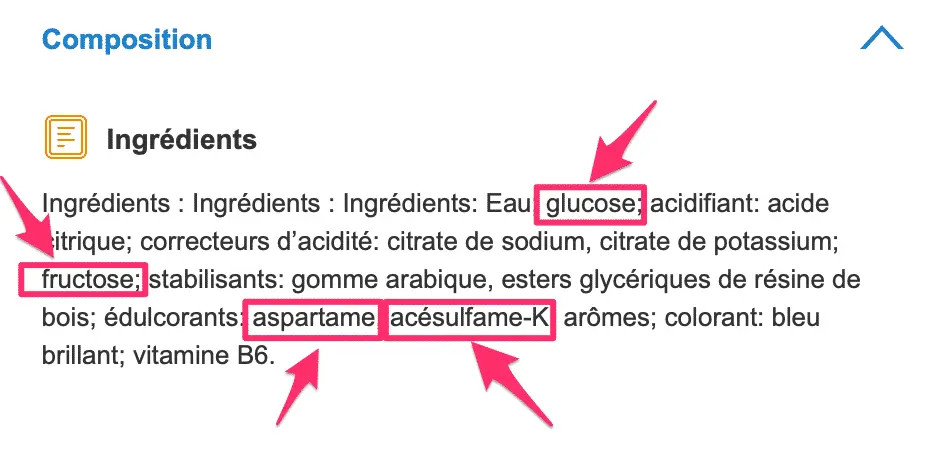 Liste des ingrédients Powerade - sante dacier