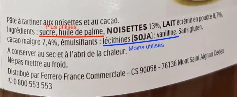 Liste d'ingrédient du Nutella - Sante d acier