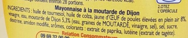 La liste d ingredients Mayonnaise-de-Dijon 2 - Sante d acier